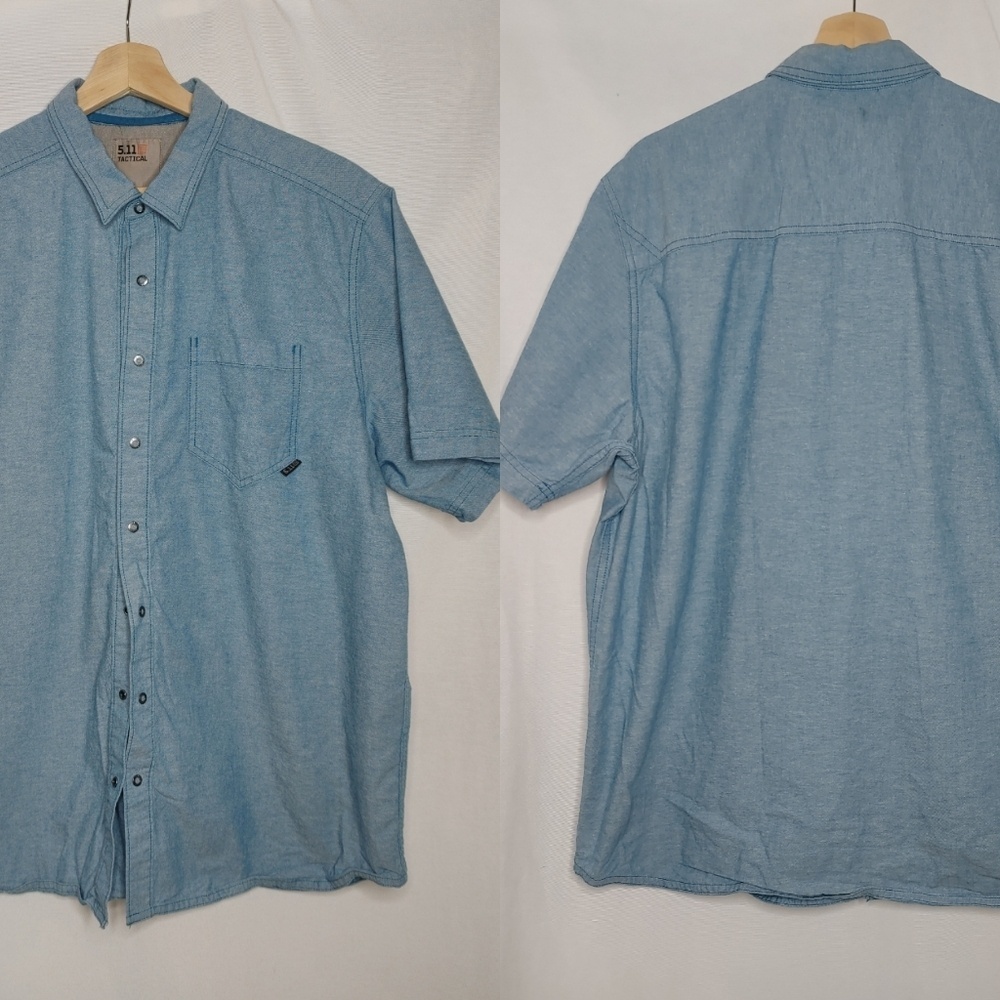 5.11 Tactical Ares Short Sleeve Shirt Men's Button Front Blue 71372-778 Large